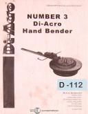 Di-Acro-Di Acro Number 3, Hand Bender, Instructions and Parts Manual 2001-3-Number 3-01